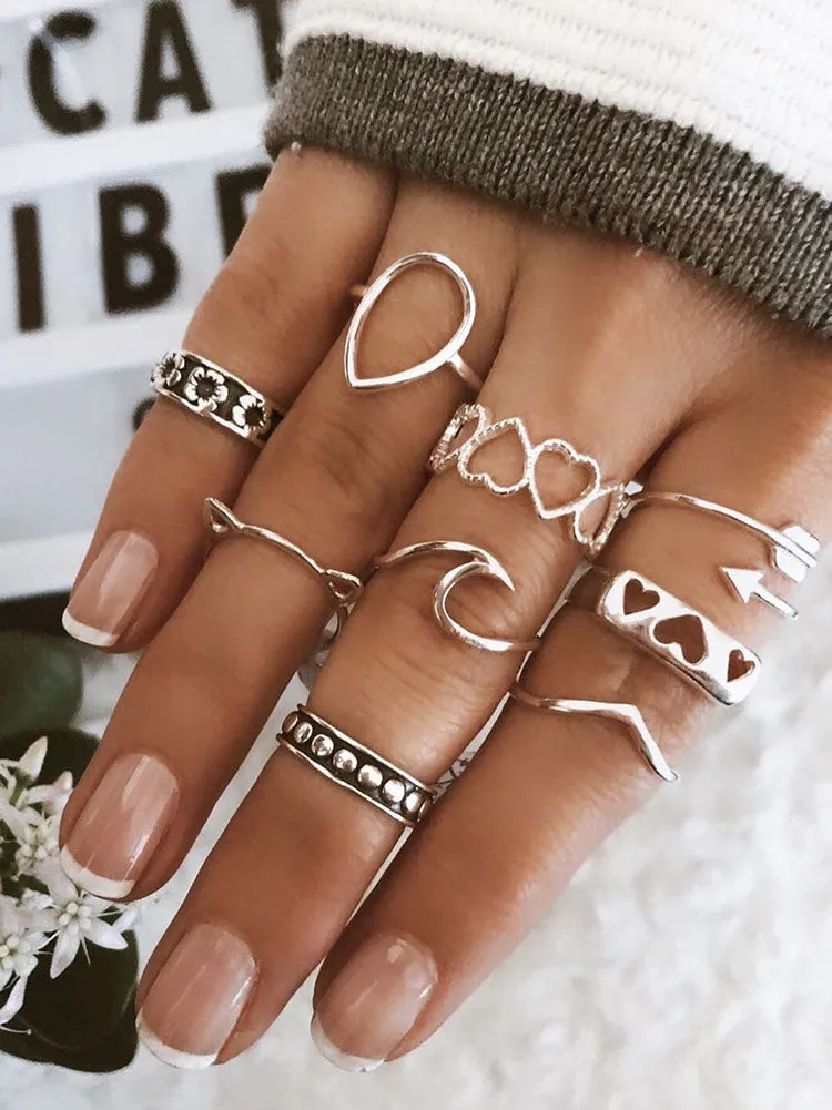 Minimalist Joint Knuckle Geometric Rings Sets