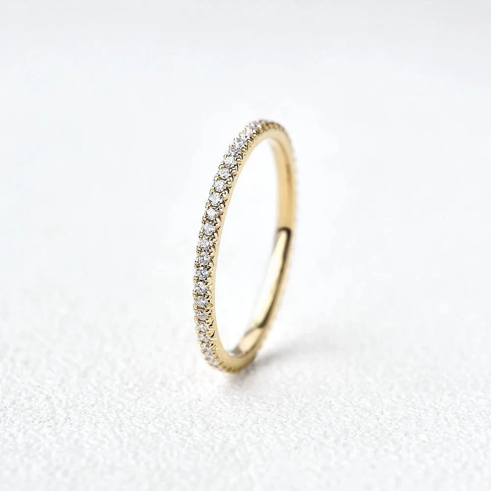 Minimalist Pave Moissanite Stacking Ring