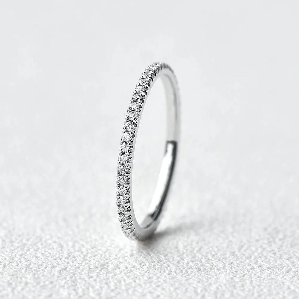 Minimalist Pave Moissanite Stacking Ring