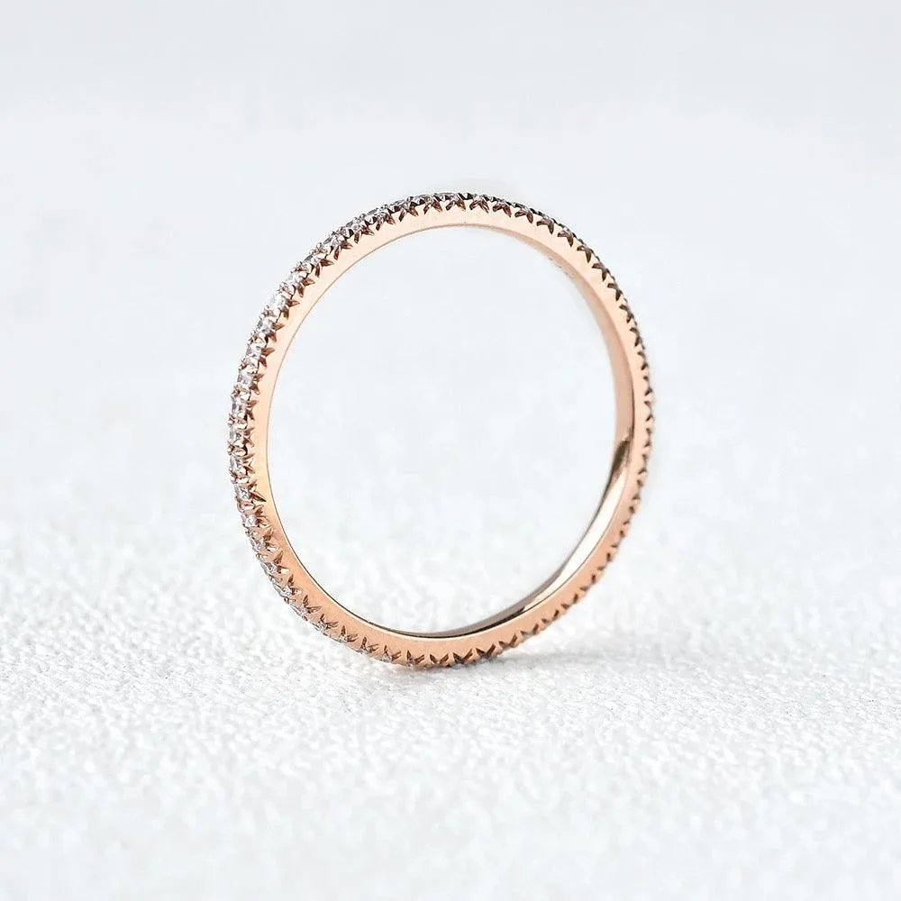 Minimalist Pave Moissanite Stacking Ring