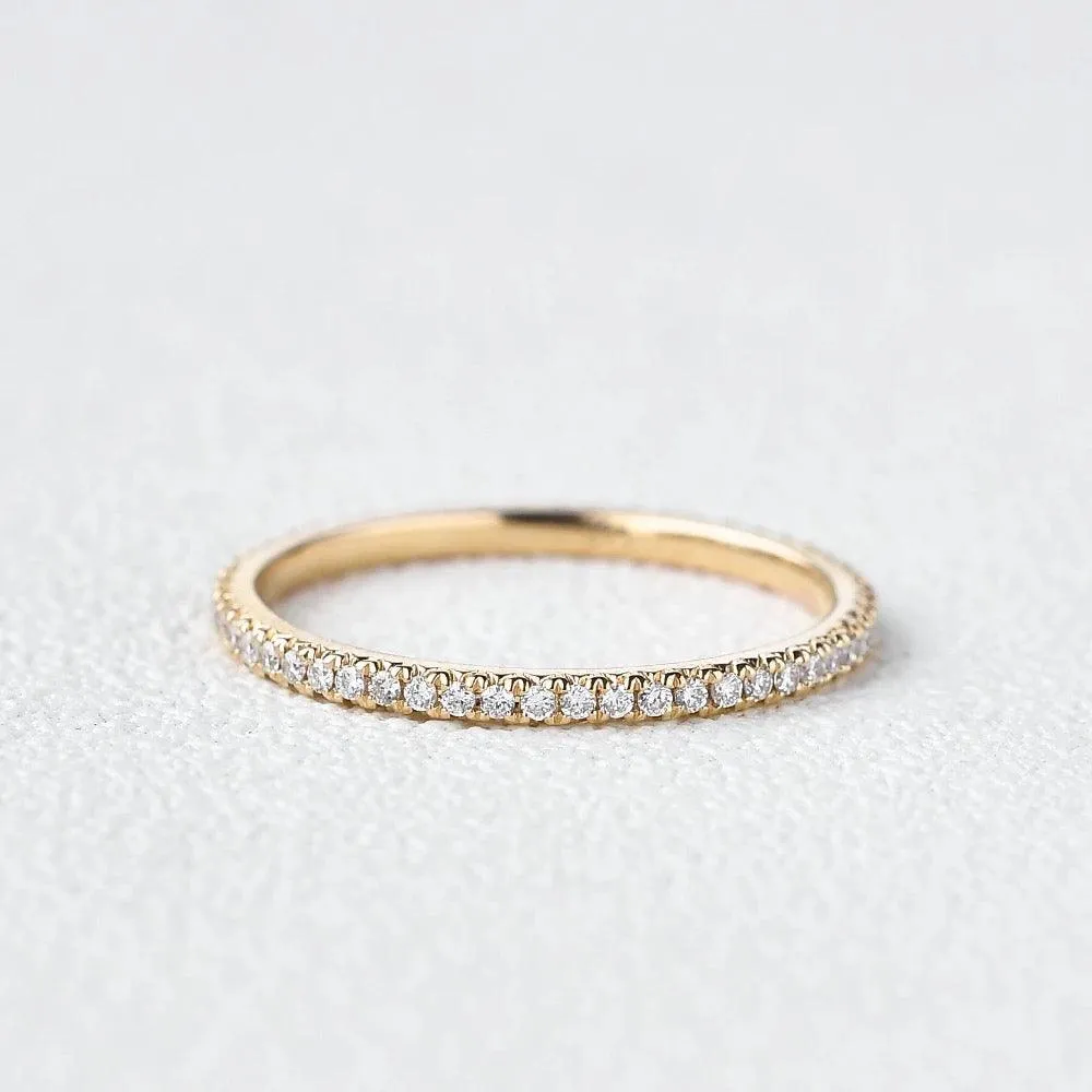 Minimalist Pave Moissanite Stacking Ring