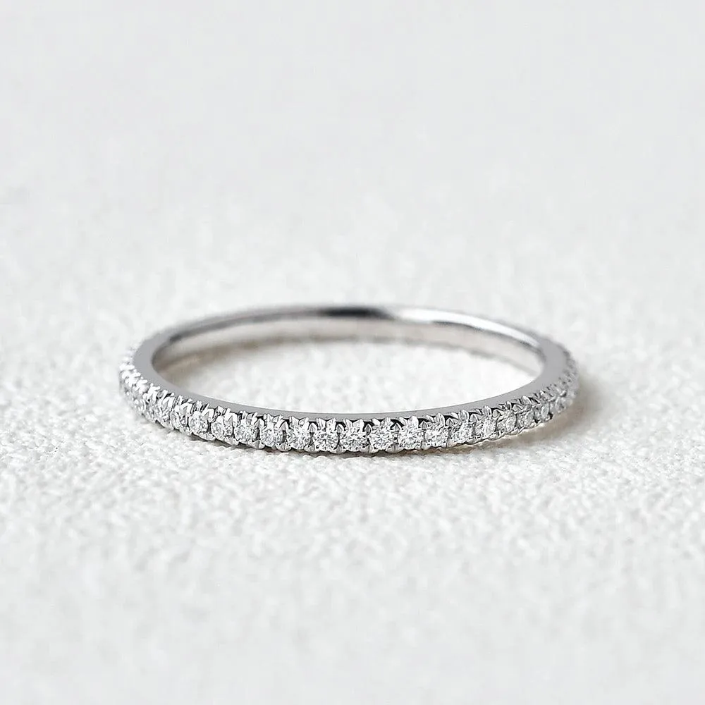 Minimalist Pave Moissanite Stacking Ring