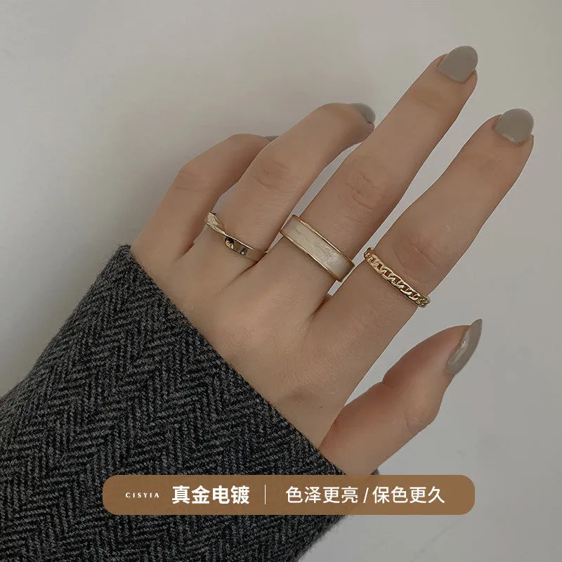 Minimalist Women Circle Geometric Metal Electroplating Rings