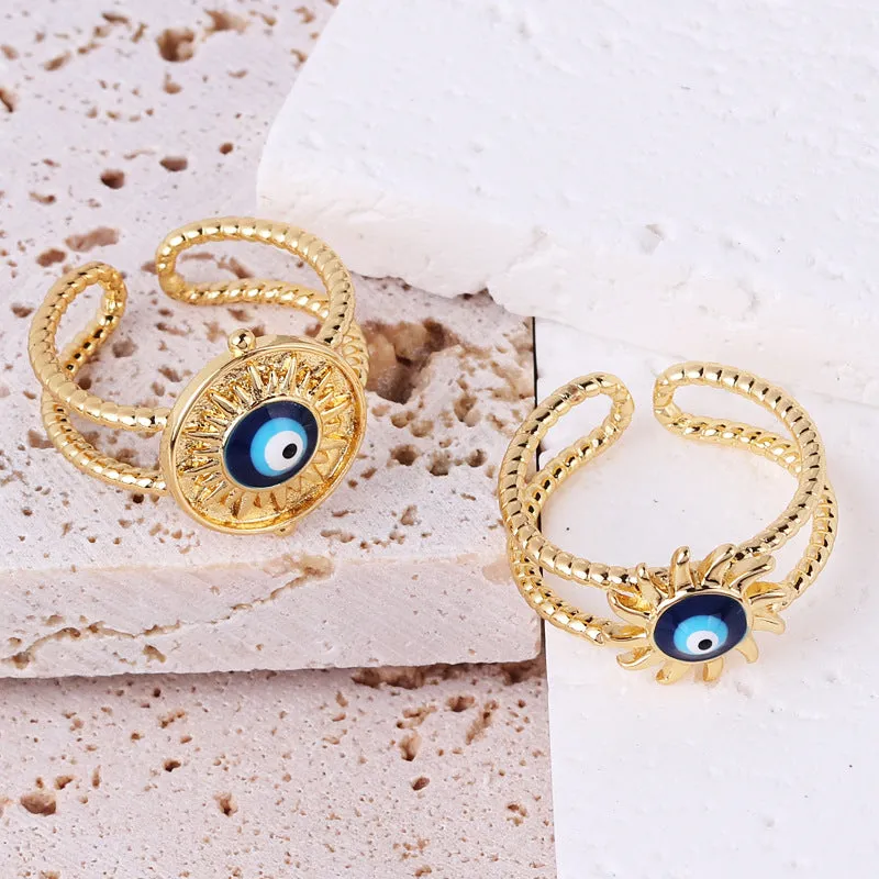 Minimalist Women Eye Geometric Copper Electroplating Rings