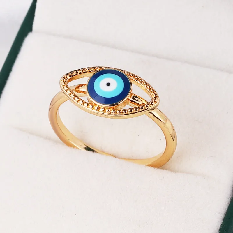 Minimalist Women Eye Geometric Copper Electroplating Rings