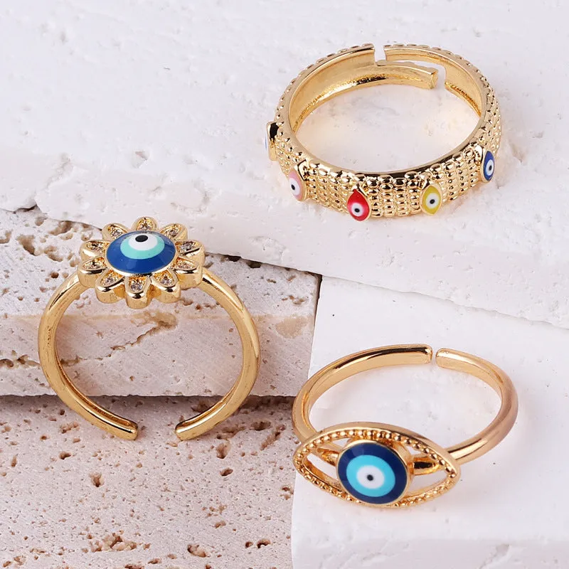 Minimalist Women Eye Geometric Copper Electroplating Rings