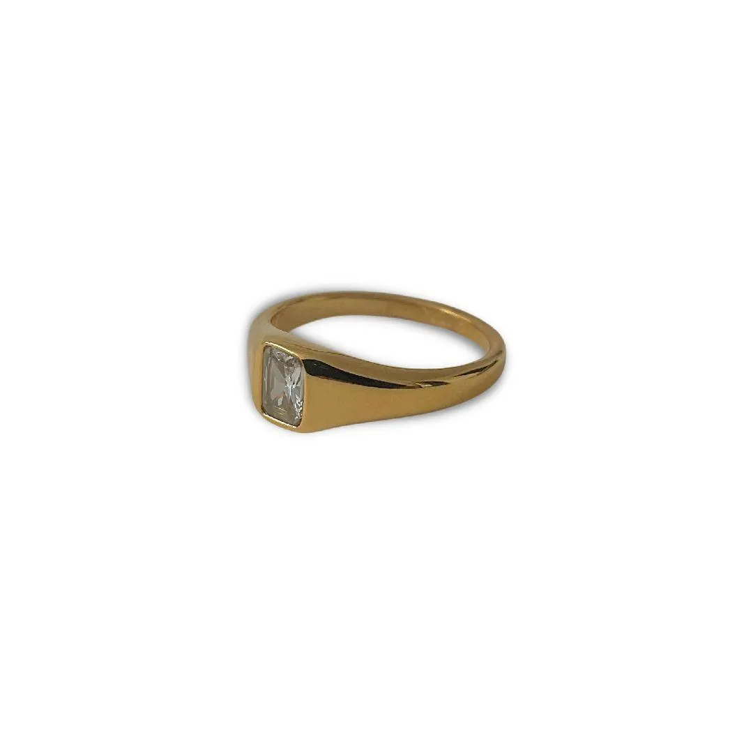 Modern Minimalist Gem Ring - 18k Gold Plated