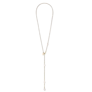 Necklace Y chain & oval Freshwater Pearls gold white