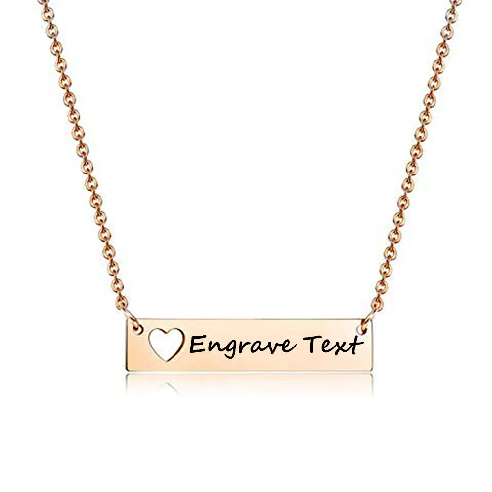 NEHZUS Engravable Bar Necklace for Women Customize Name Necklaces Birthday Gift