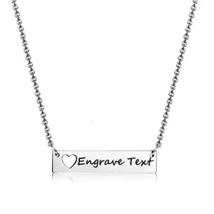 NEHZUS Engravable Bar Necklace for Women Customize Name Necklaces Birthday Gift