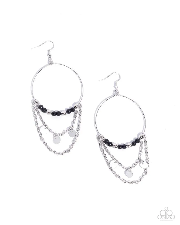 Paparazzi Earring ~ Fearless Fringe - Black