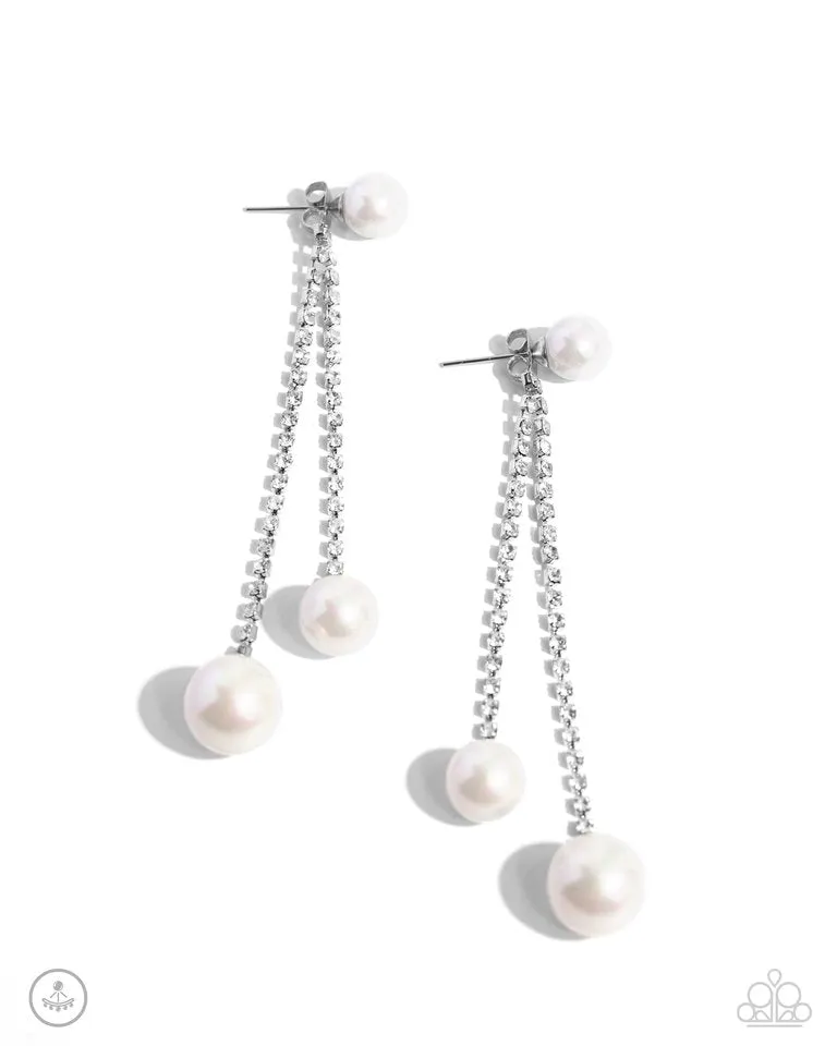 Paparazzi Earring ~ Give Us A PEARL! - White