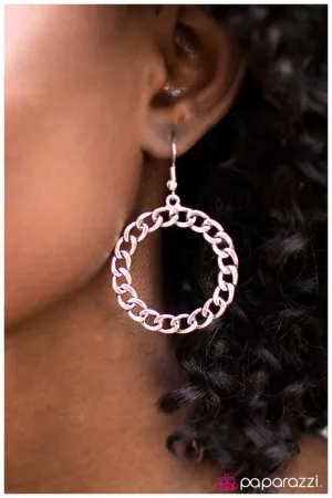 Paparazzi Earring ~ On to the Next Round - Black