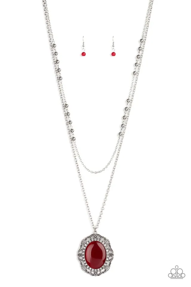 Paparazzi Necklace ~ Endlessly Enchanted - Red