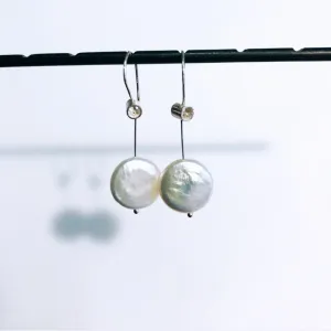 Pivot coin pearl earrings