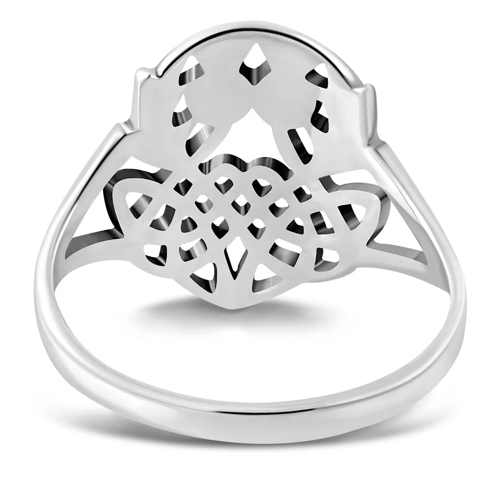 Plain Silver Celtic Knot Scottish Thistle Ring