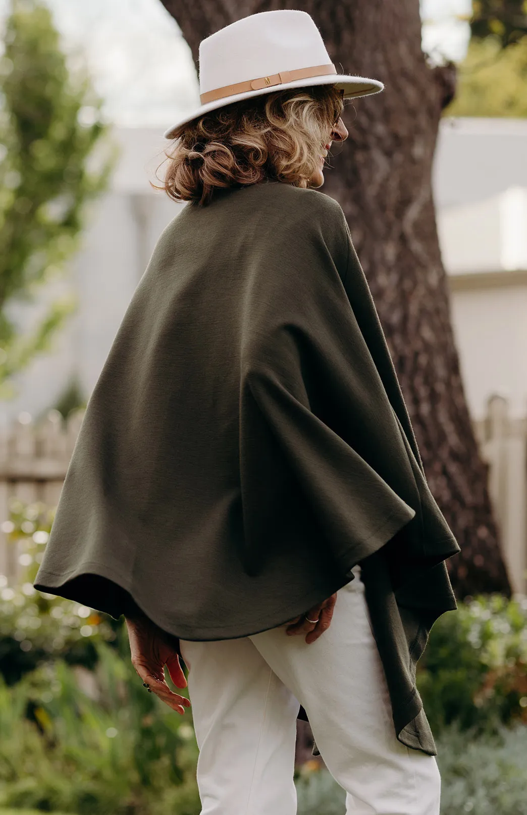 Poppy Merino Cape with Brooch