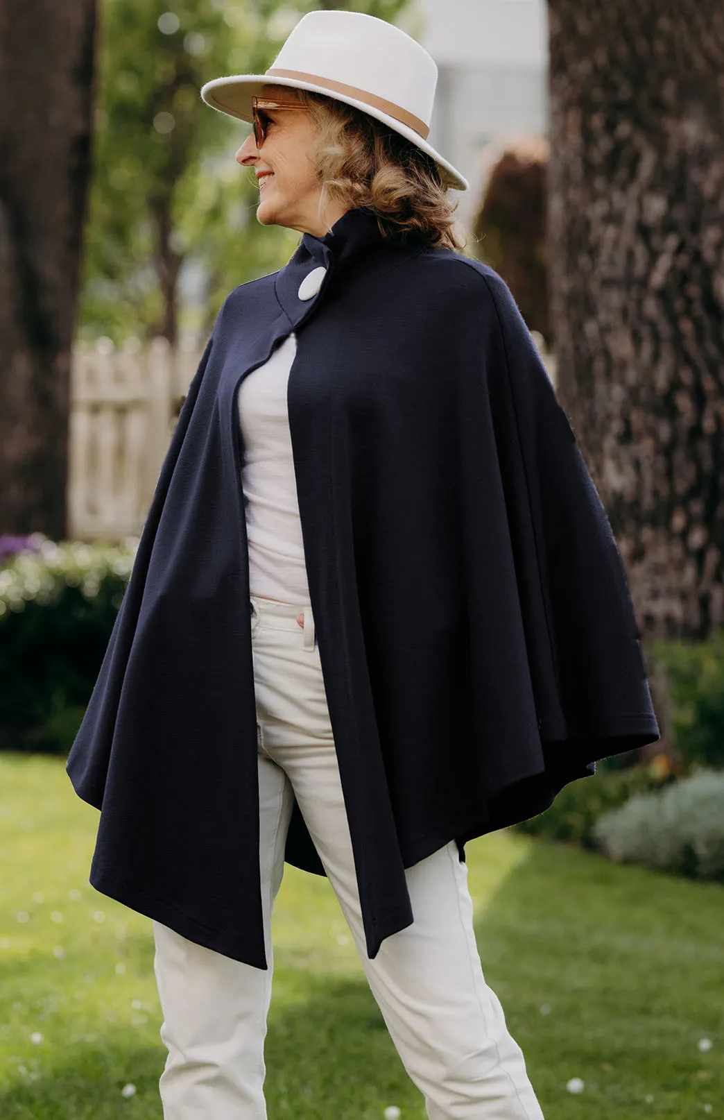 Poppy Merino Cape with Brooch