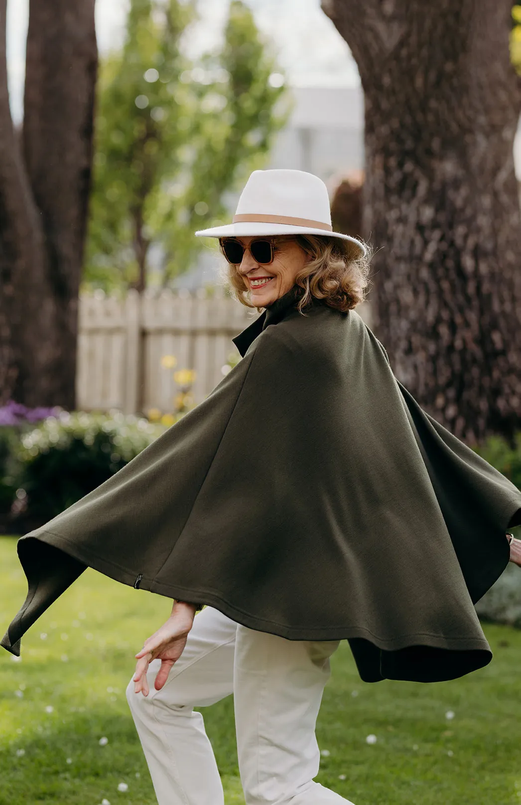 Poppy Merino Cape with Brooch