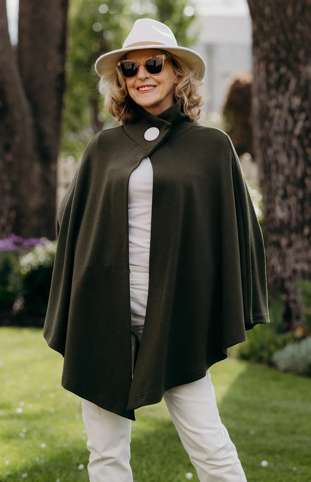 Poppy Merino Cape with Brooch