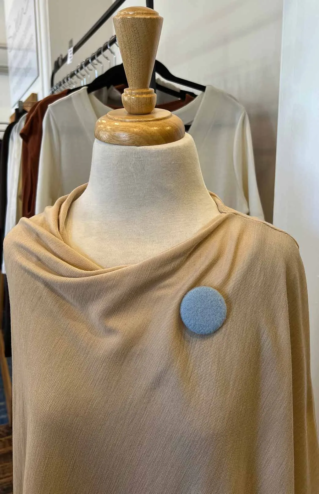 Poppy Merino Cape with Brooch