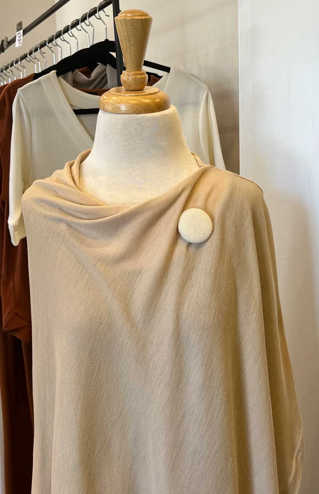 Poppy Merino Cape with Brooch