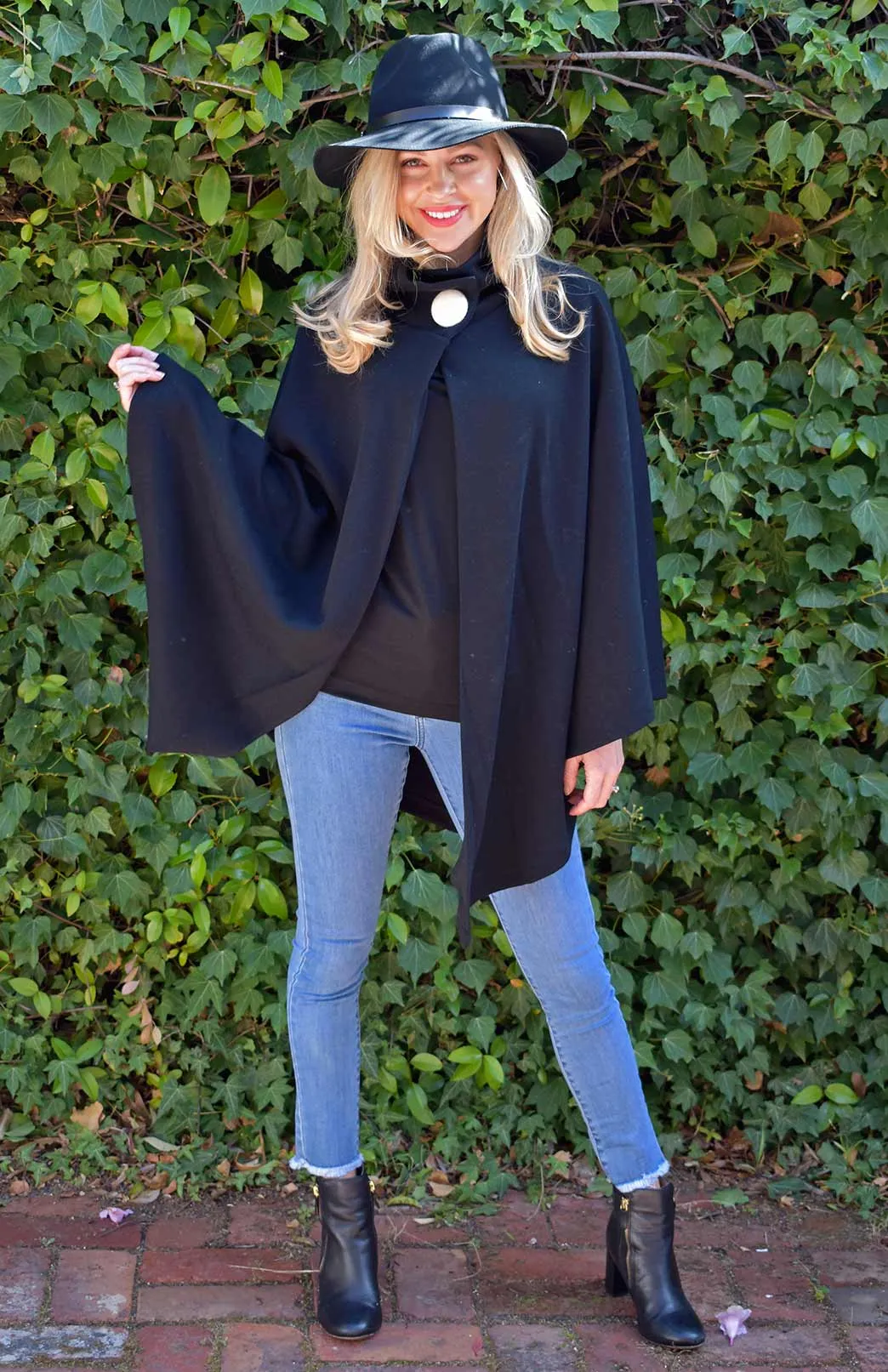 Poppy Merino Cape with Brooch