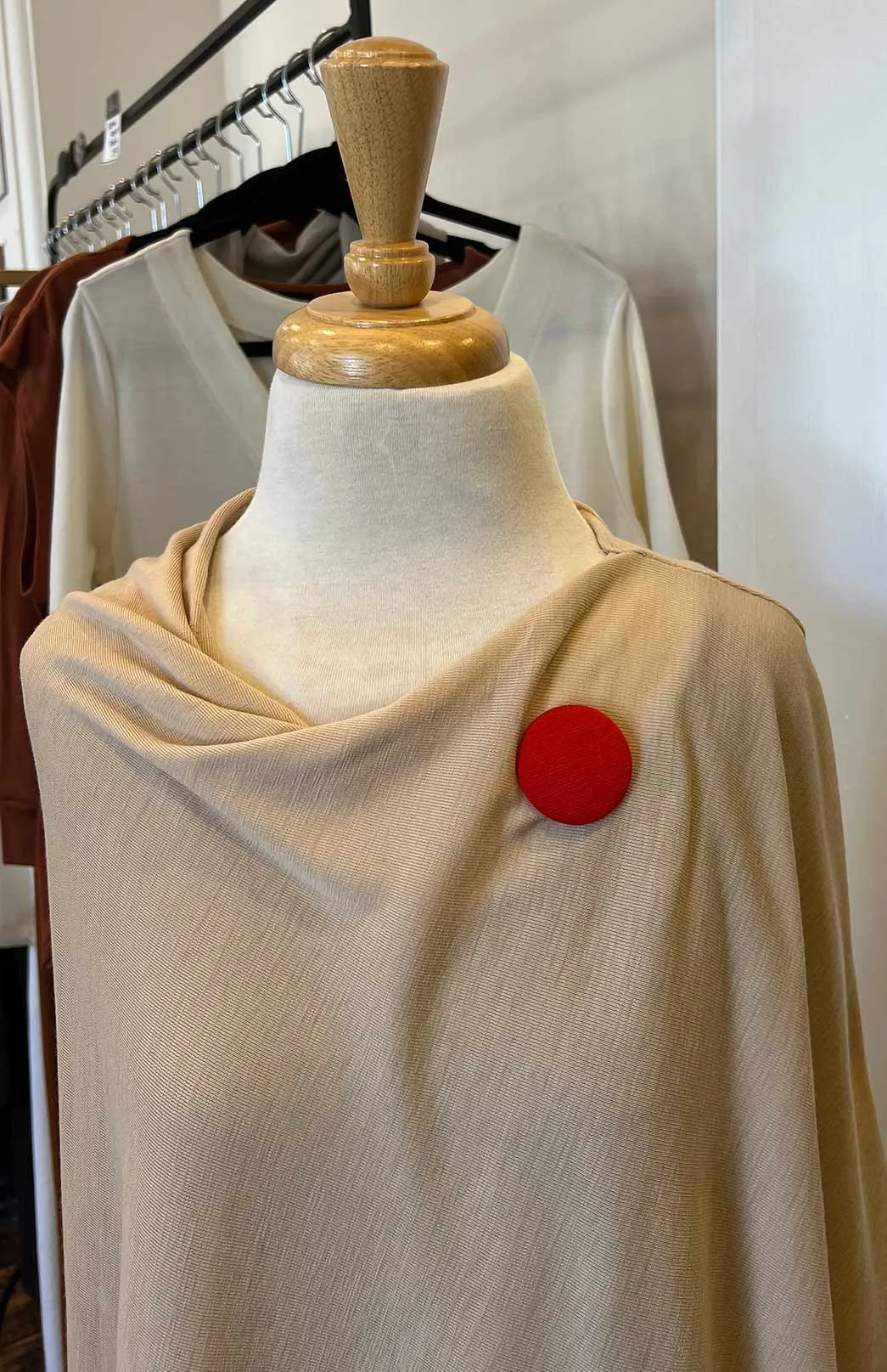 Poppy Merino Cape with Brooch