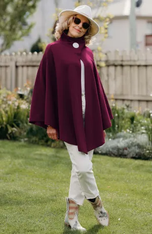 Poppy Merino Cape with Brooch