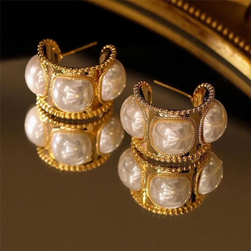 Pre Order:  Elegant Pearl Hoop Earrings