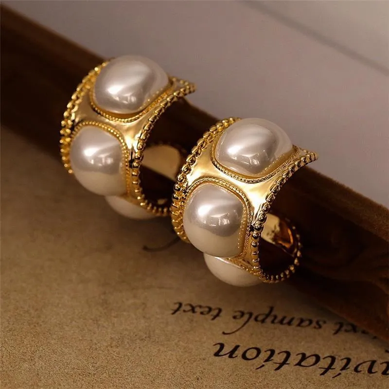 Pre Order:  Elegant Pearl Hoop Earrings