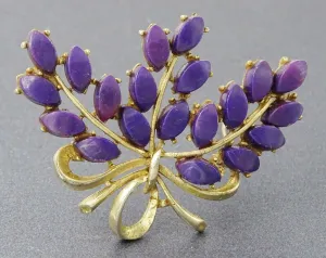 Purple Lucite Bouquet Brooch Art Nouveau Vintage Collectable Jewellery