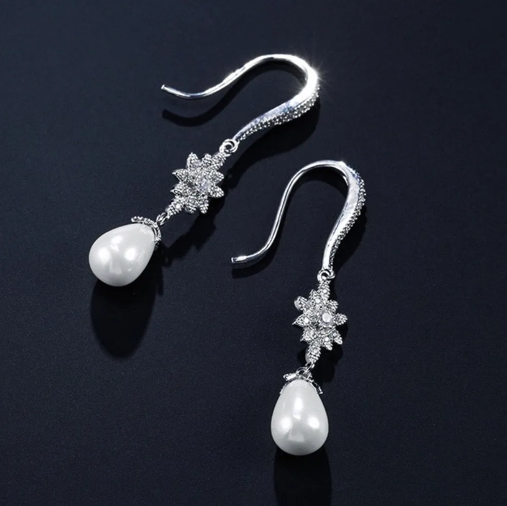 "Remi" - Pearl and Cubic Zirconia Bridal Earrings