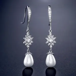 "Remi" - Pearl and Cubic Zirconia Bridal Earrings