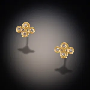 Raised Diamond Dot Stud Earrings