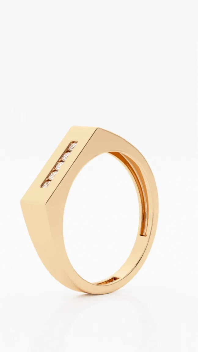 Rectangular Diamond Signet Ring