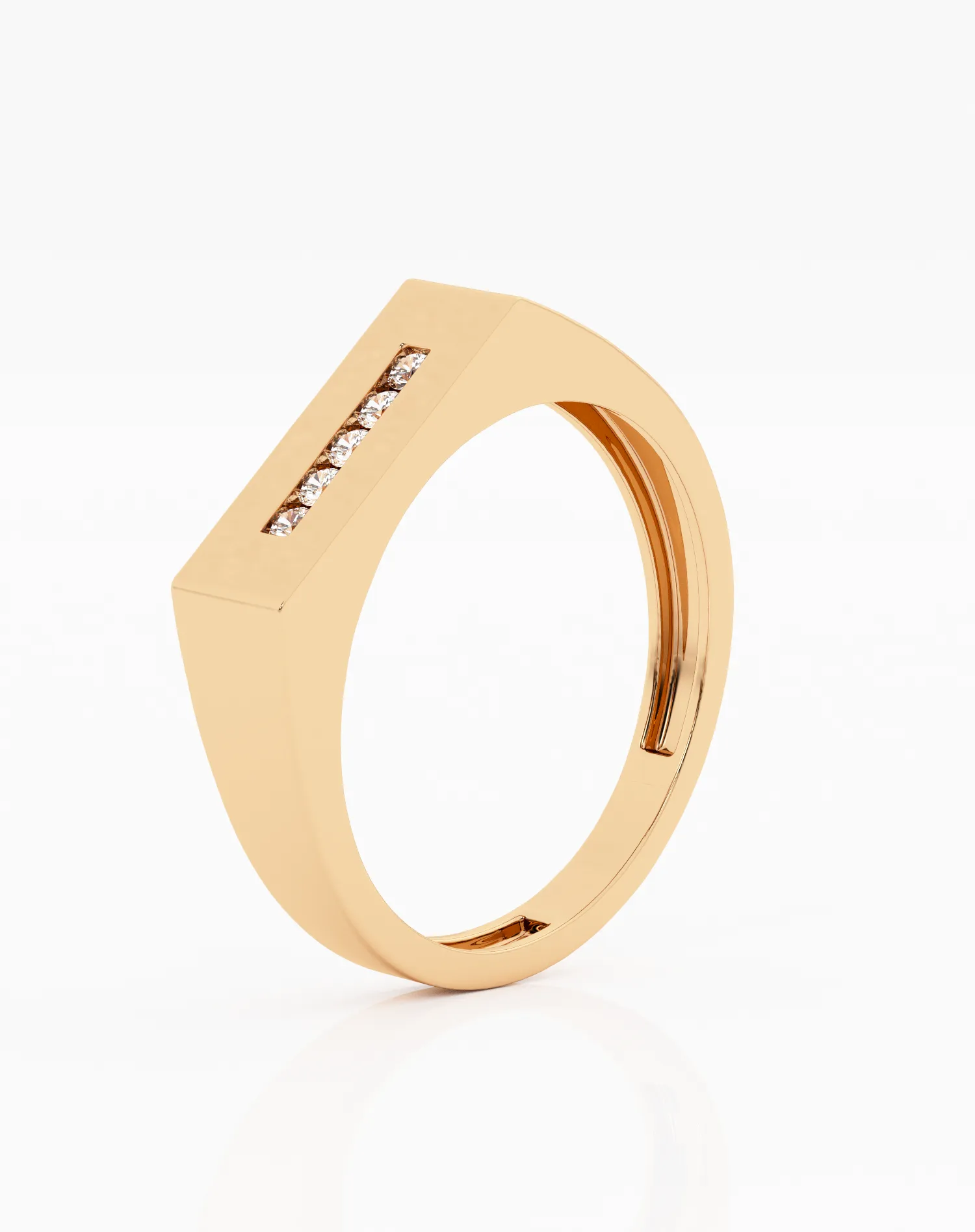 Rectangular Diamond Signet Ring