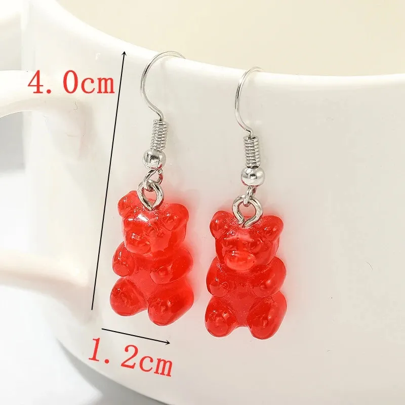 Red Color Hang Earrings for Women Summer Korean Flower Heart Leaf Metal Ear Wedding Party Jewelry Valentine's Day Girl Gift