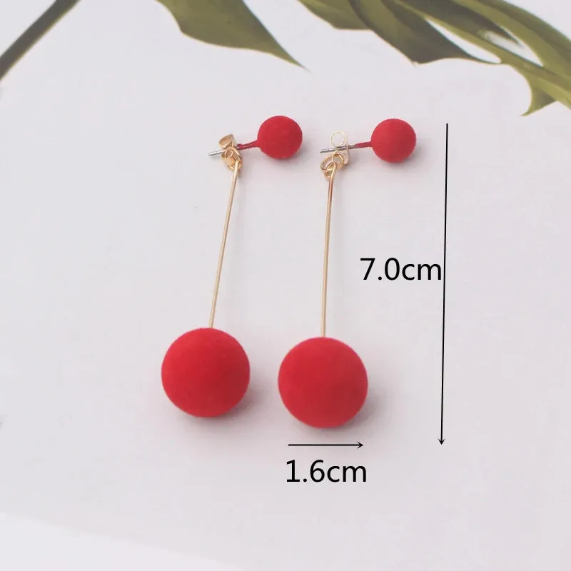 Red Color Hang Earrings for Women Summer Korean Flower Heart Leaf Metal Ear Wedding Party Jewelry Valentine's Day Girl Gift