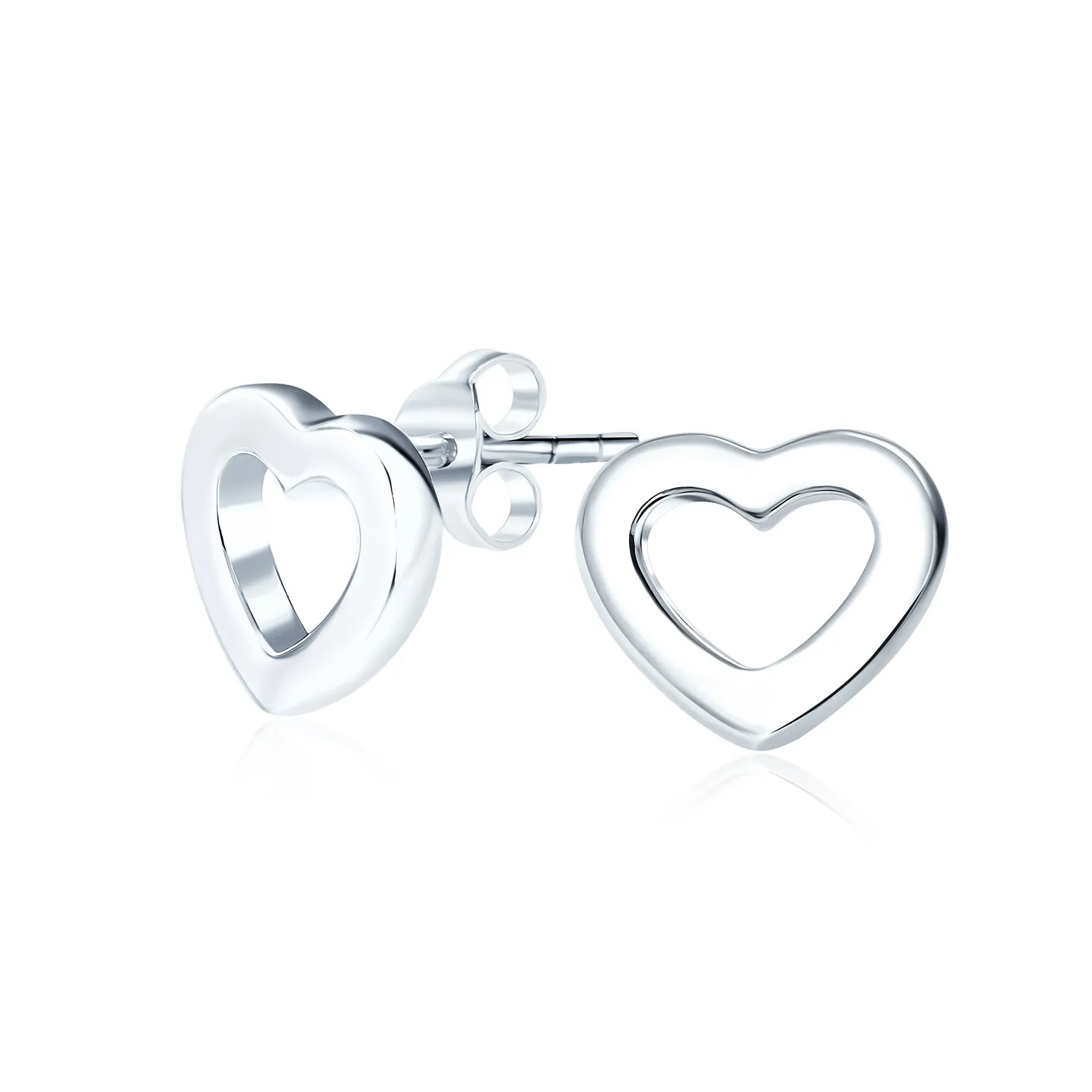 Romantic Heart Shaped Stud Earrings: Lightweight Sterling Silver Jewelry Gift