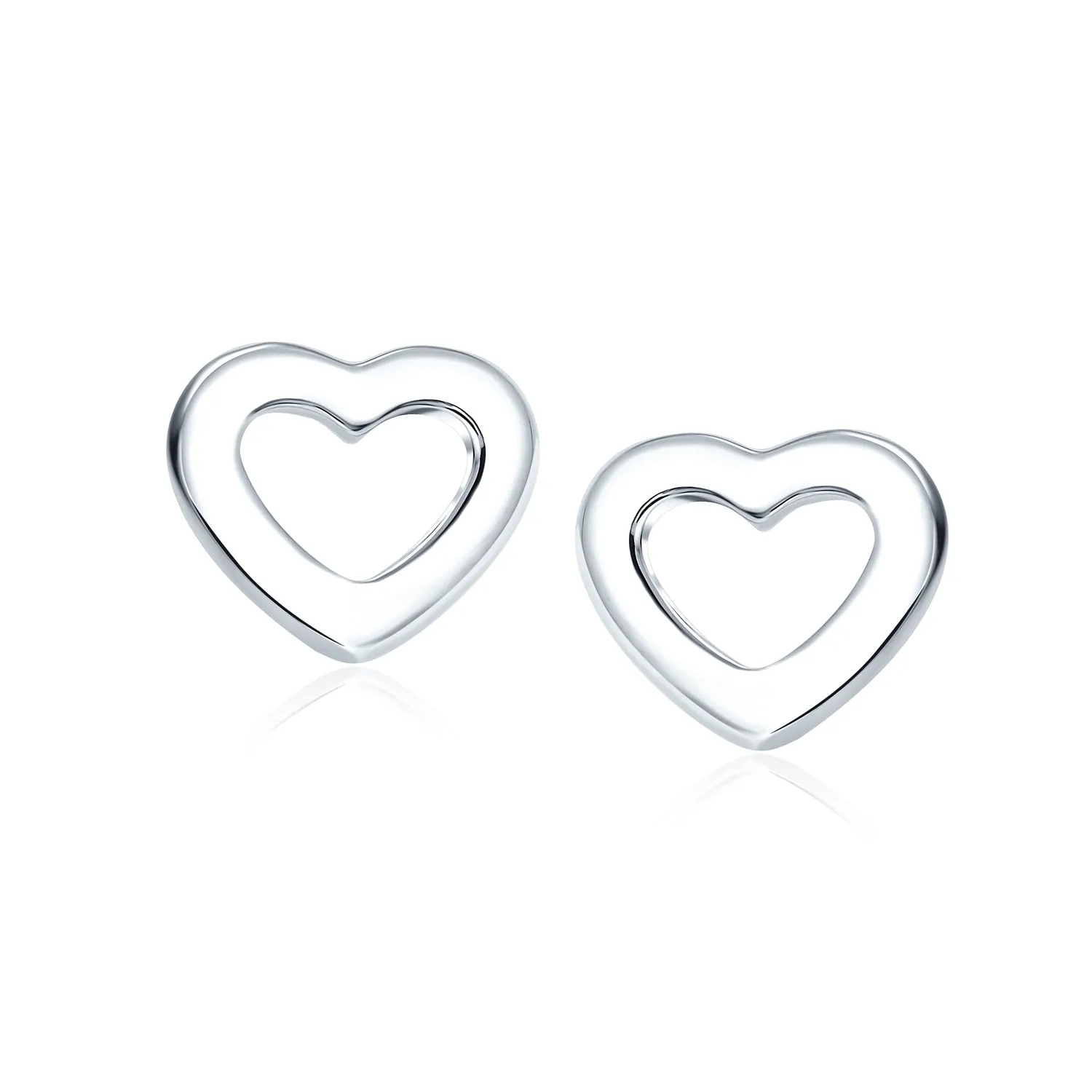 Romantic Heart Shaped Stud Earrings: Lightweight Sterling Silver Jewelry Gift