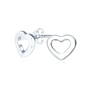 Romantic Heart Shaped Stud Earrings: Lightweight Sterling Silver Jewelry Gift