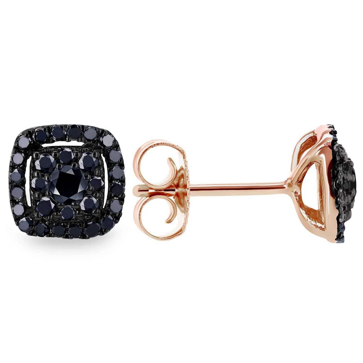 Rose & Black Gold Black Diamond Cluster Studs