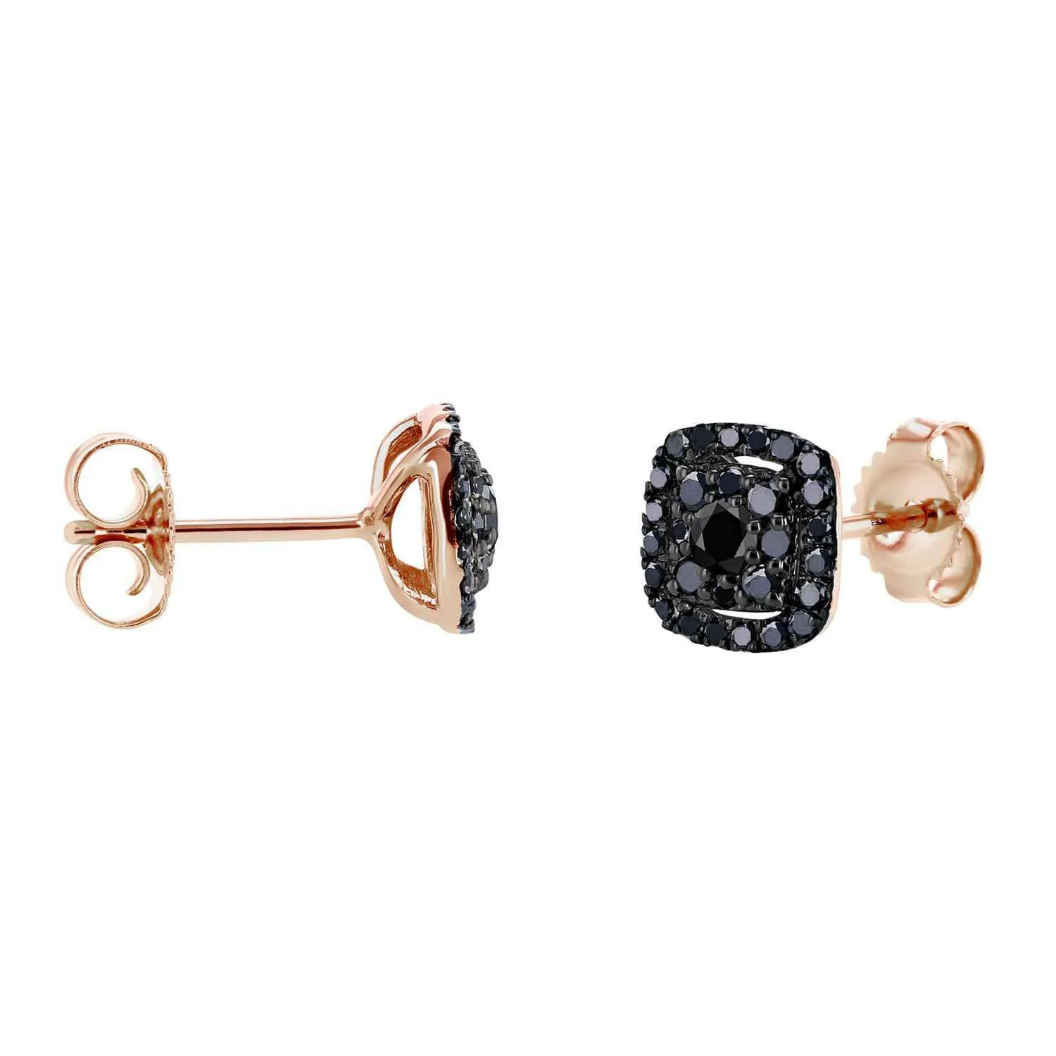 Rose & Black Gold Black Diamond Cluster Studs