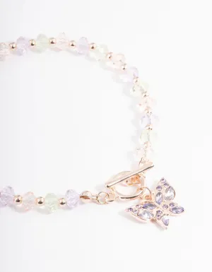 Rose Gold Bead Diamante Bracelet