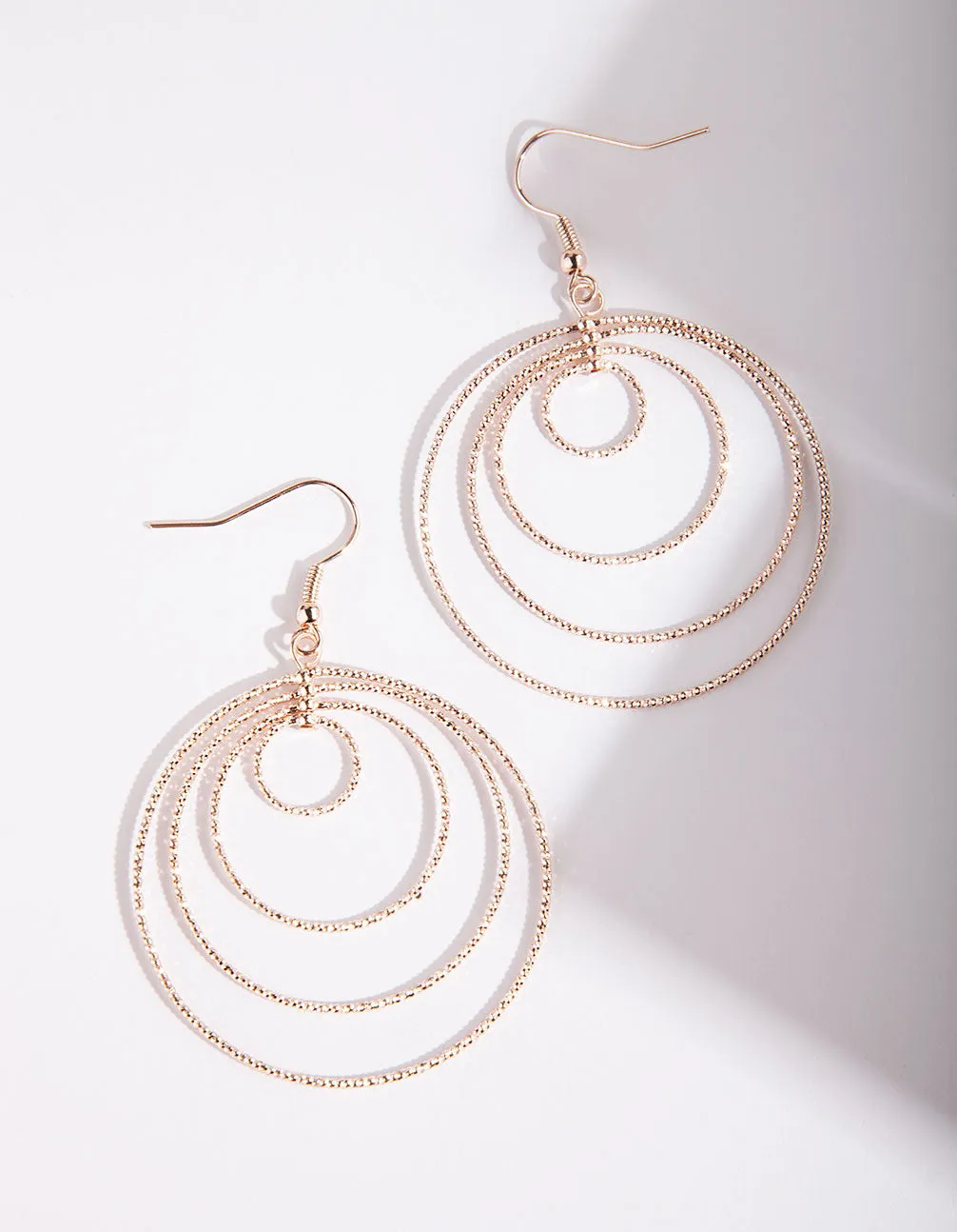 Rose Gold Diamond Cut 4 Hoop Earrings