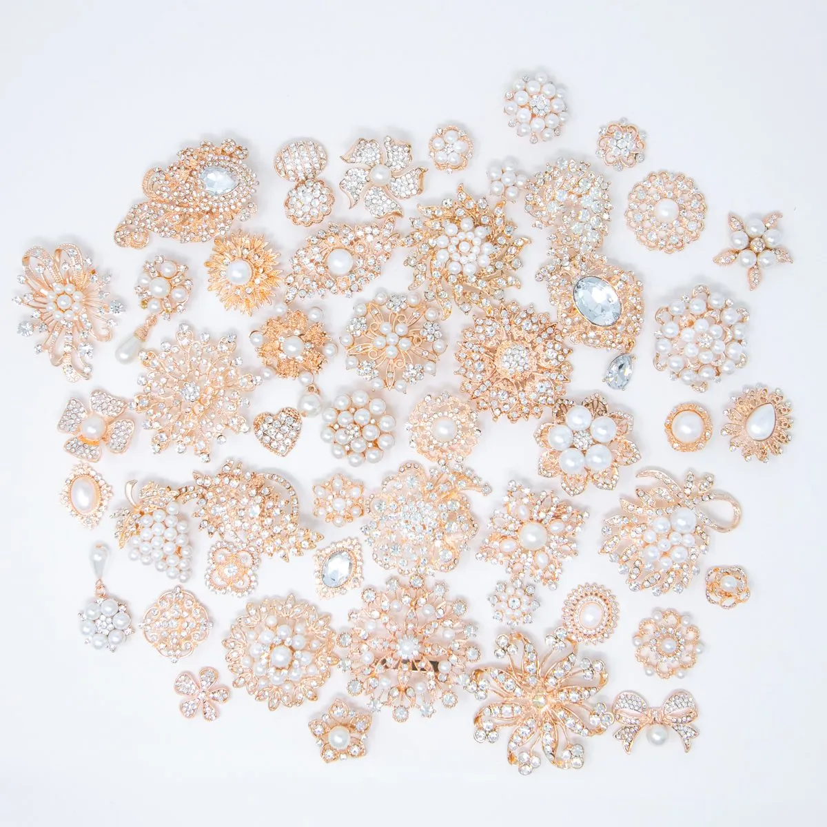 Rose Gold with Pearls Bulk Embellishments