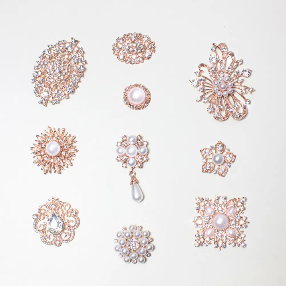 Rose Gold with Pearls Bulk Embellishments