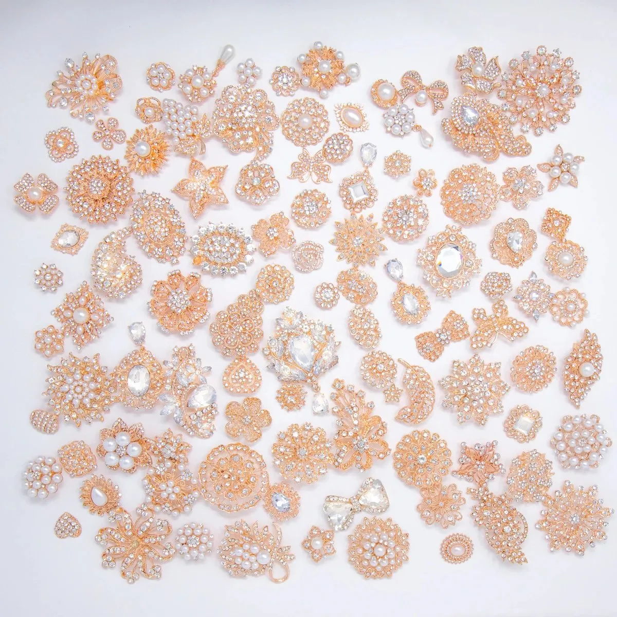 Rose Gold with Pearls Bulk Embellishments