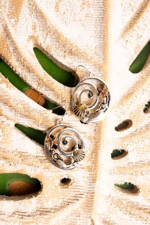 SALE! Tri-Tone Mermaid Swirl Disk Earrings